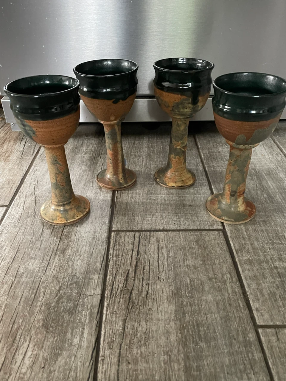 Handcrafted art pottery wine chalices - photo 3