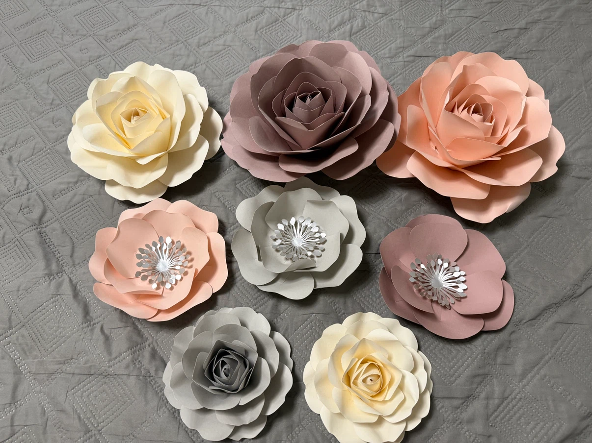Set of 8 Large Paper Flowers