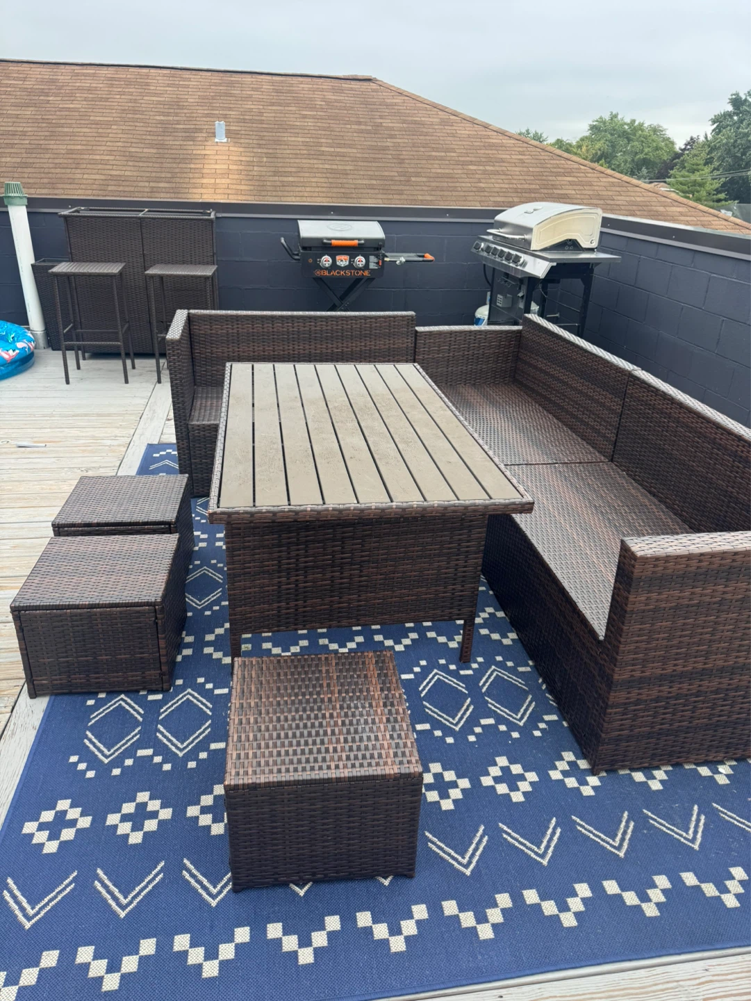 7-Piece Wicker Patio Furniture Set and Bar w/Stools - photo 3