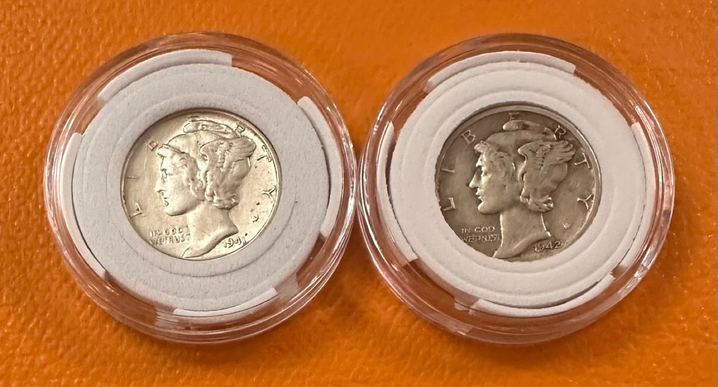 USA Mercury Dimes 1941 and 1942