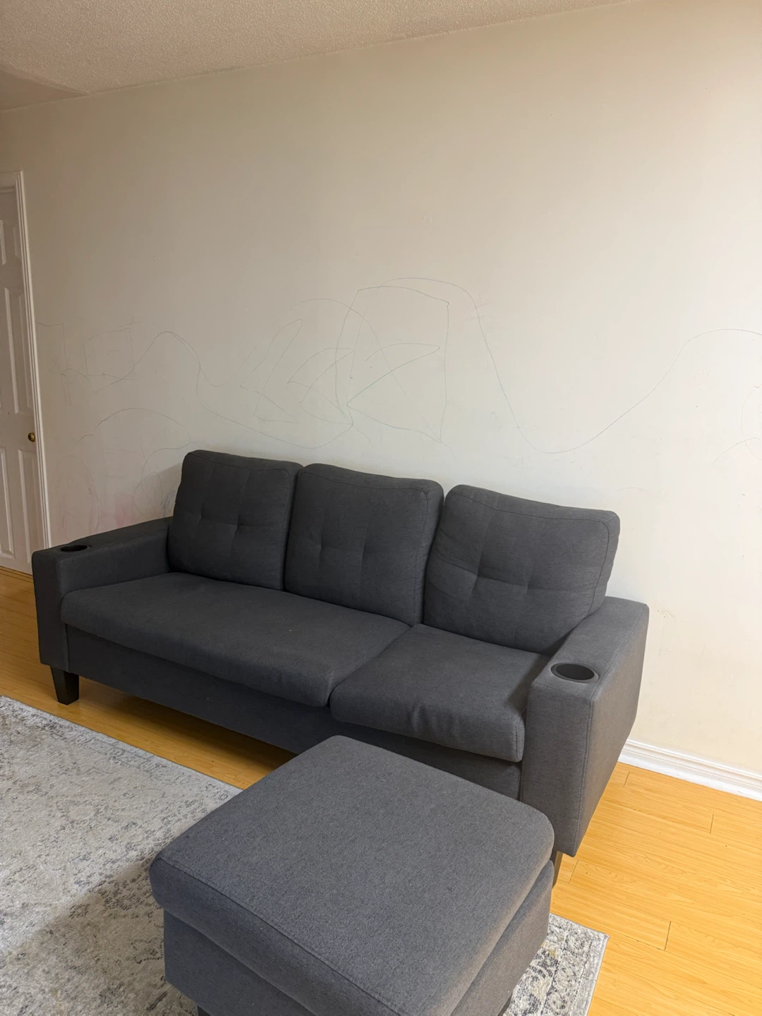 Grey Sofa with Ottoman