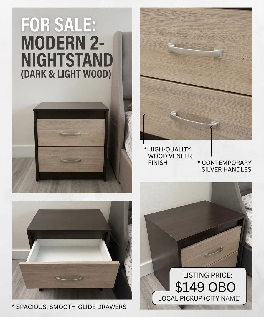 Modern 2-Drawer Nightstand