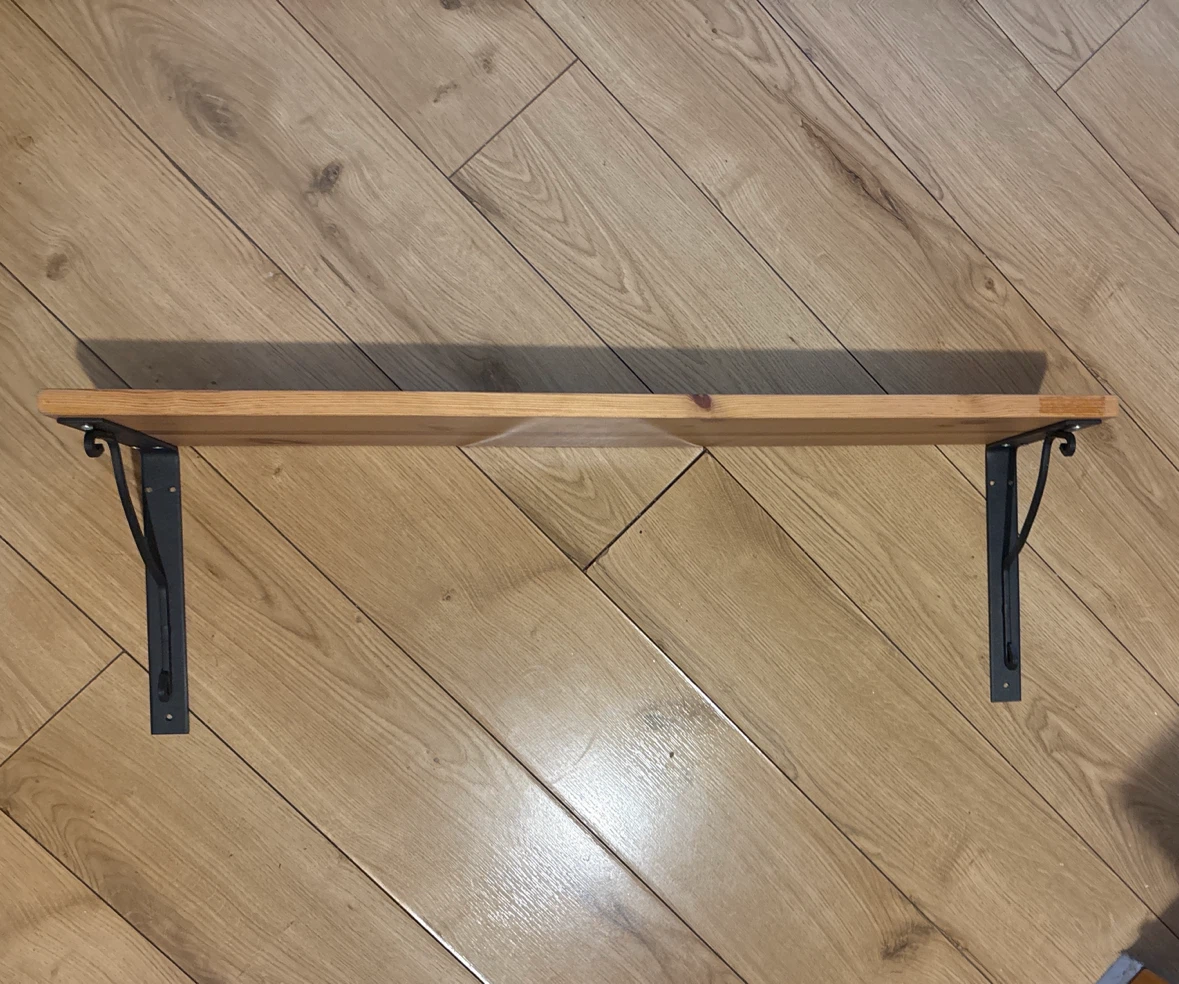 Wooden Shelf with Black Brackets