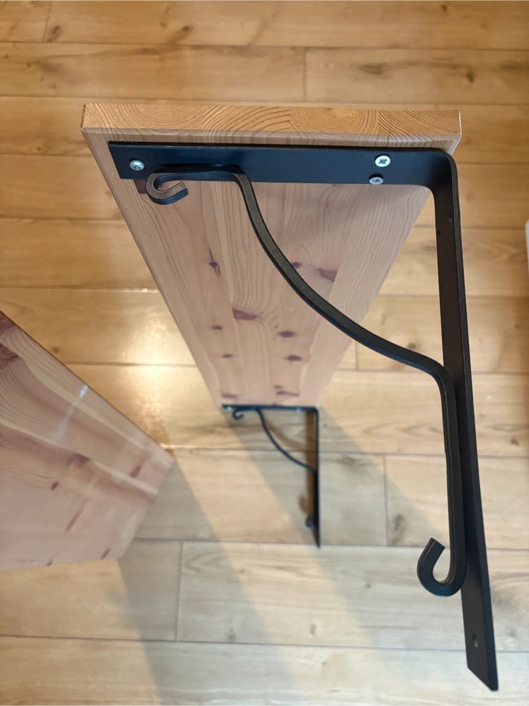 Wooden Shelf with Black Brackets - photo 2