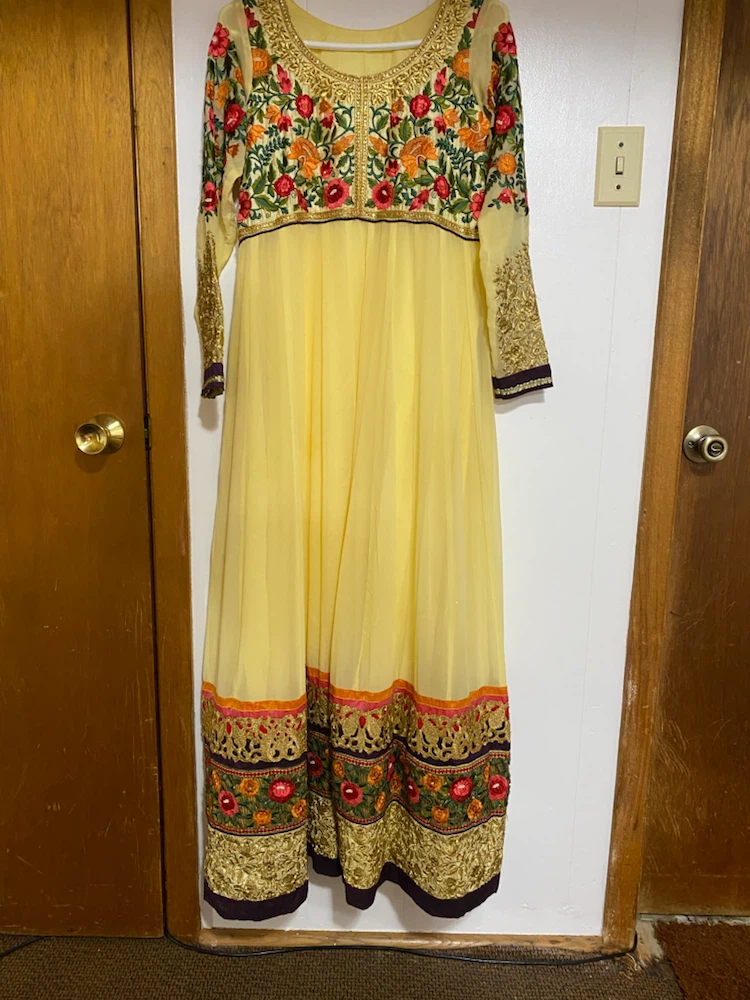 Yellow Embroidered Anarkali Suit Set