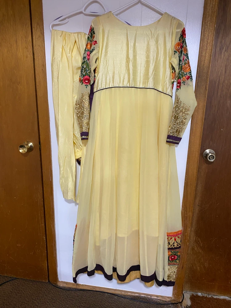 Yellow Embroidered Anarkali Suit Set - photo 2
