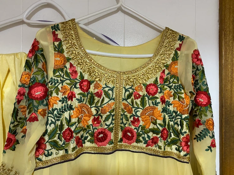 Yellow Embroidered Anarkali Suit Set - photo 3