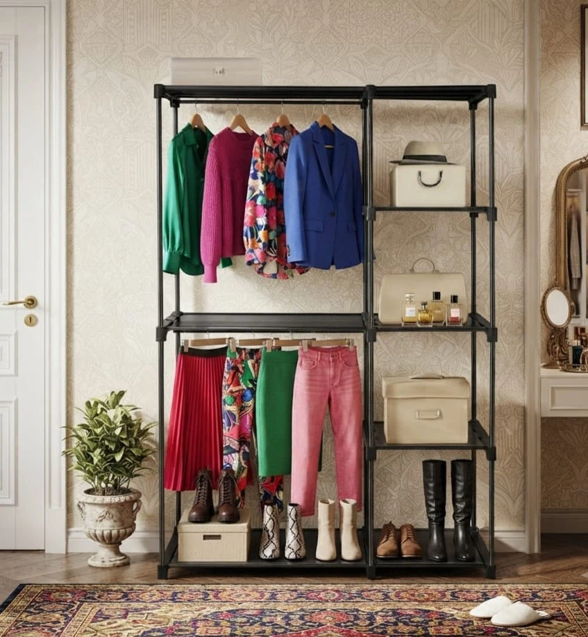 (NEVER USED) Portable Wardrobe Clothes Rack Organizer