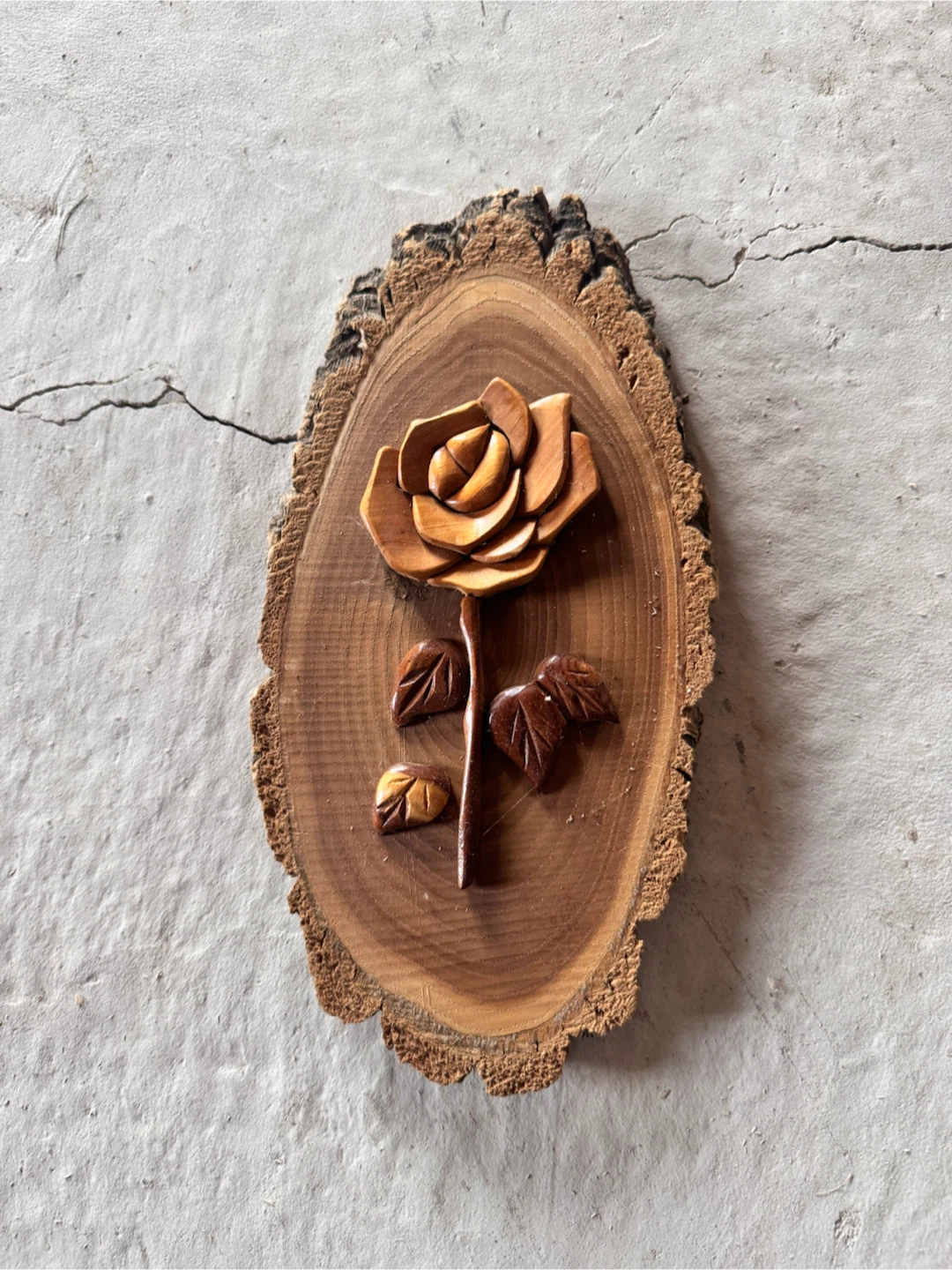 Carved Wooden Rose Wall Art