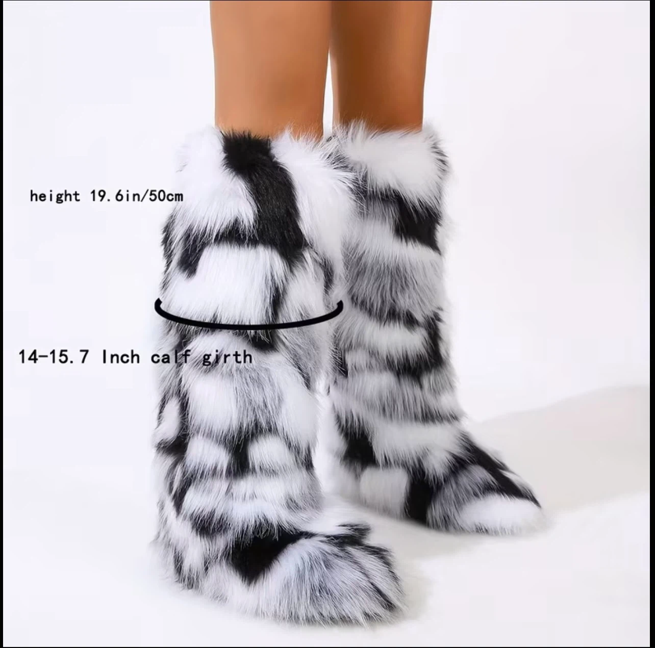 Black and White Faux Fur Leg Warmers Boots - photo 5