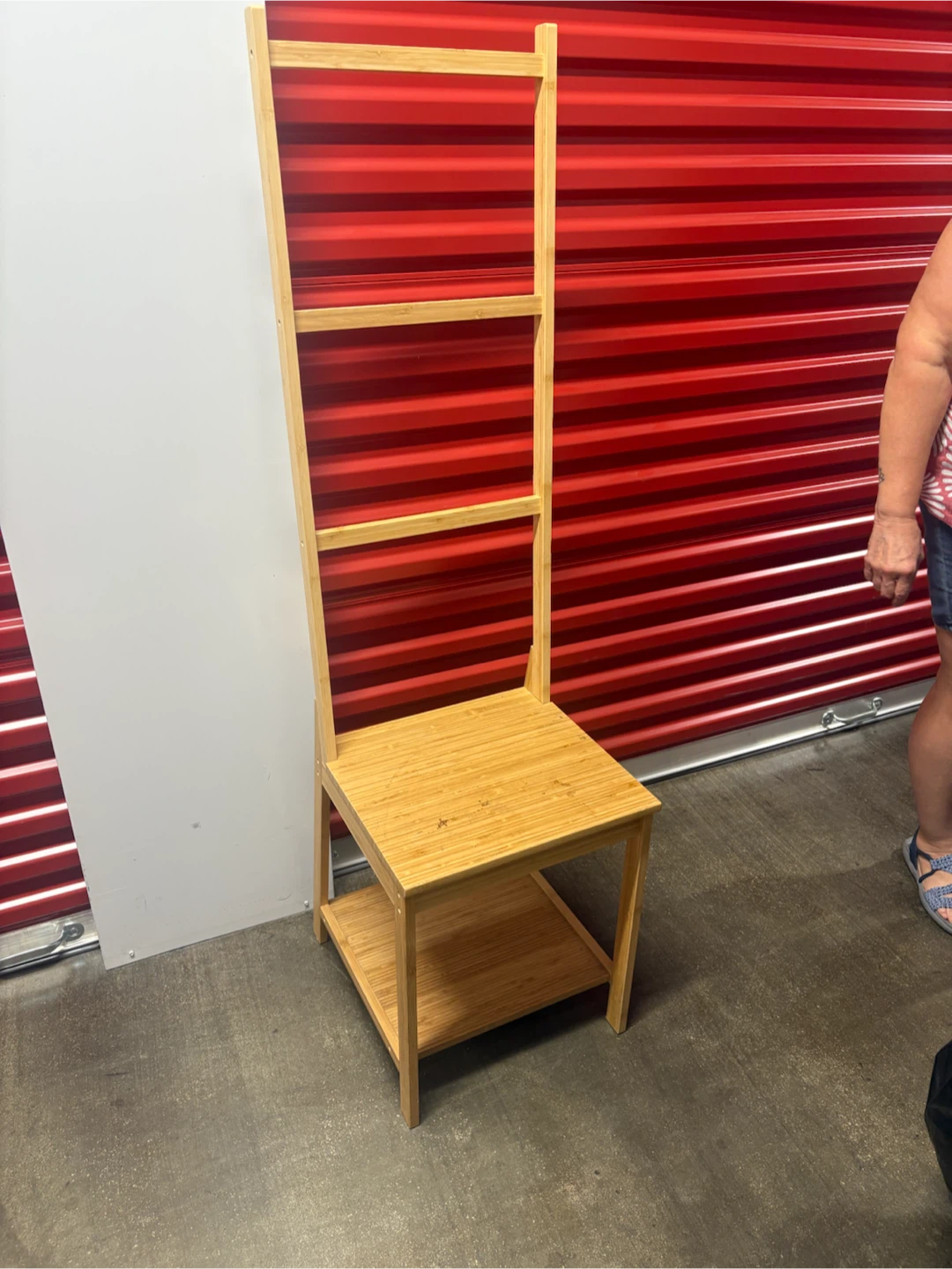 Bamboo Ladder Shelf Chair with Seat and Shelves