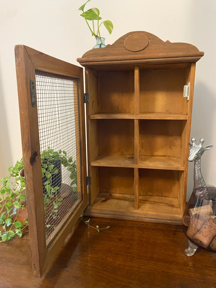 Wooden Wall Cabinet with Mesh Door - photo 2