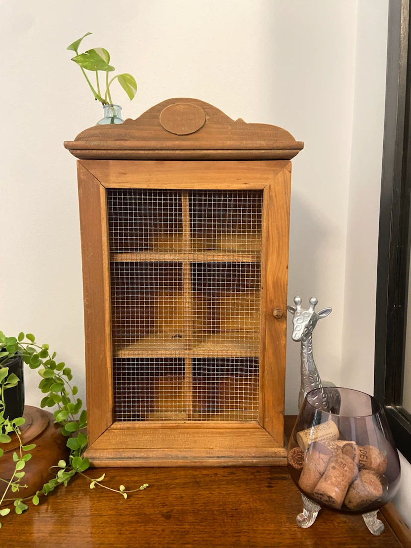 Wooden Wall Cabinet with Mesh Door