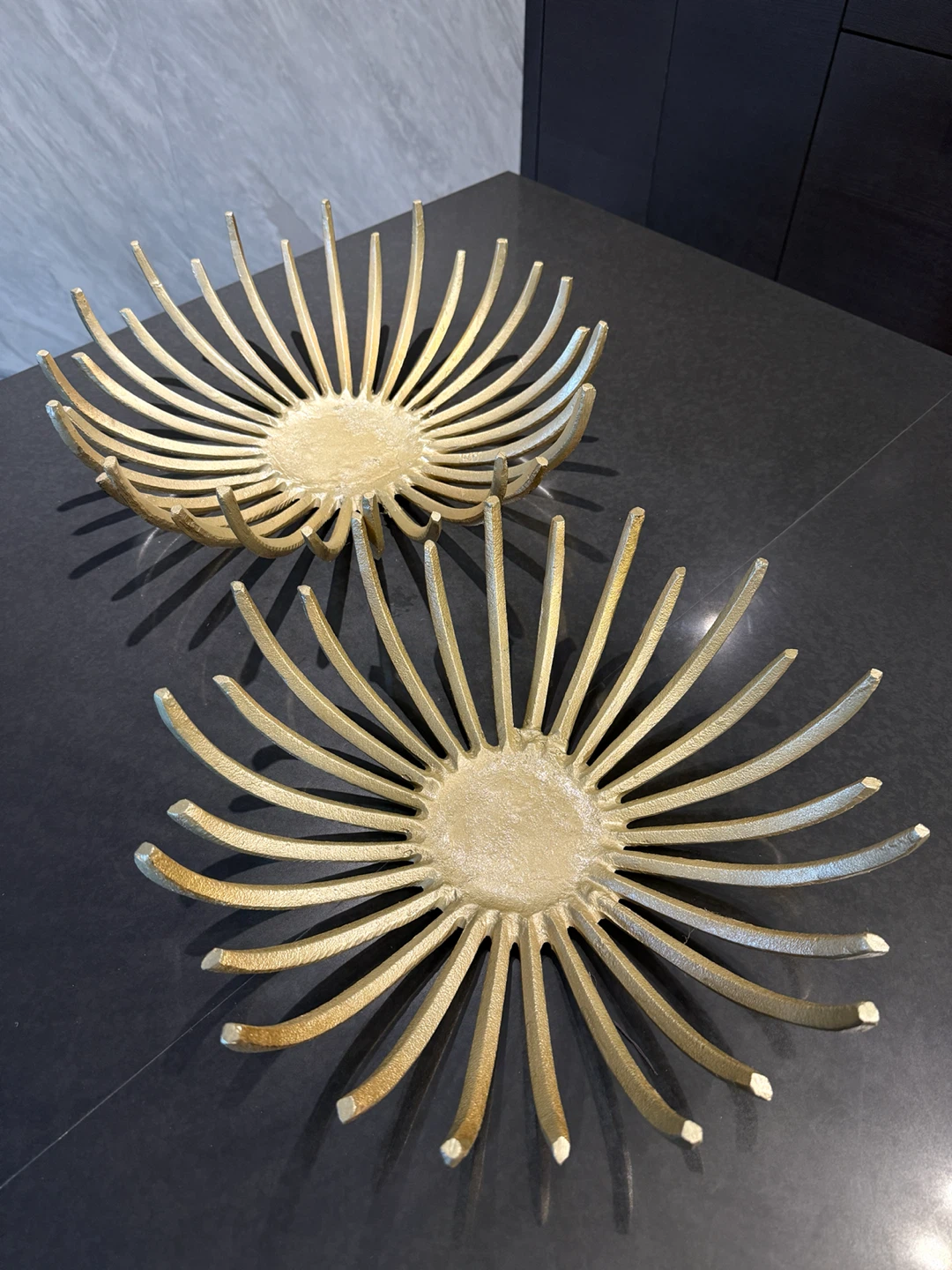 Gold Sunburst Fruit Bowl-large and medium size