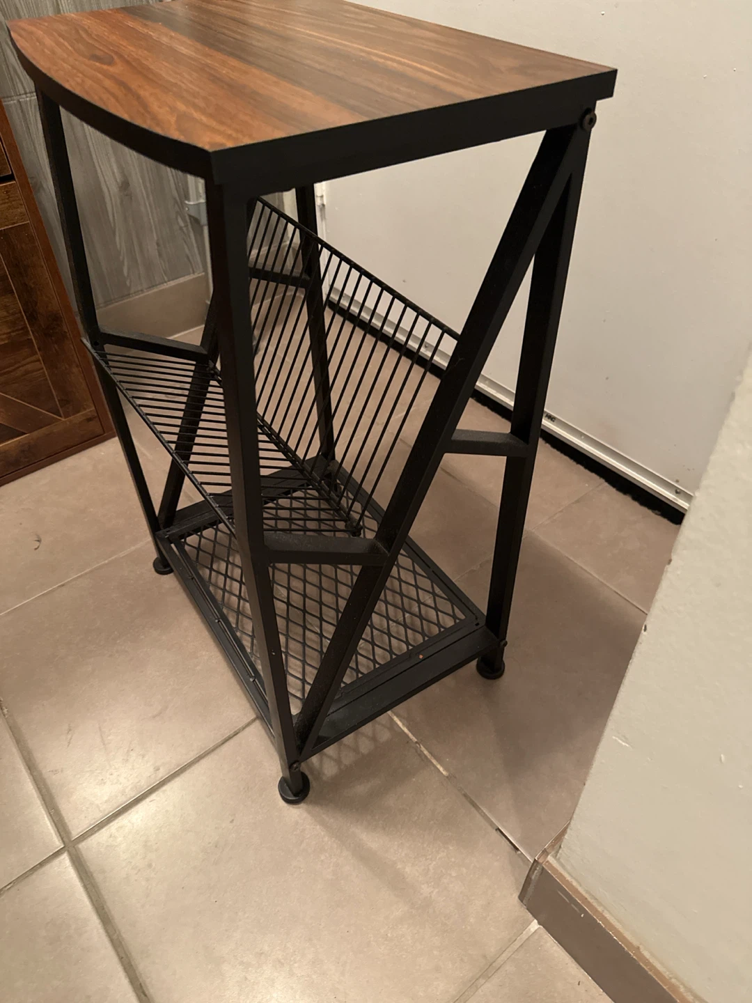 Industrial Side Table with Wood Top - photo 2
