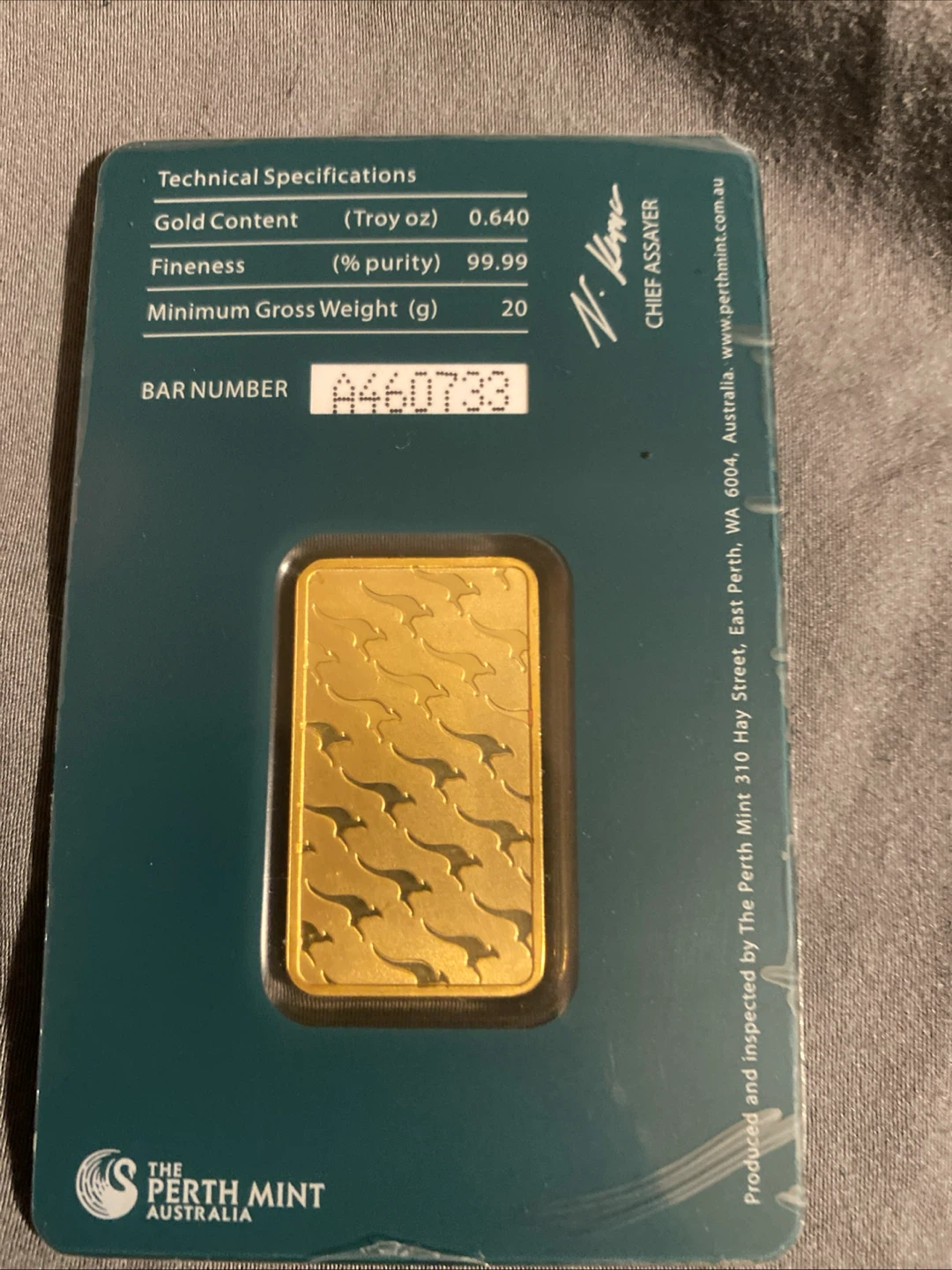 The Perth Mint 20 Gram 99.99% Pure Gold Bar