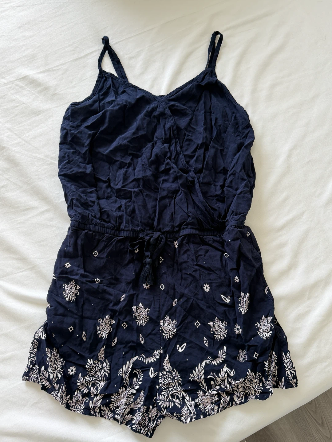 Garage Navy Blue Floral Romper