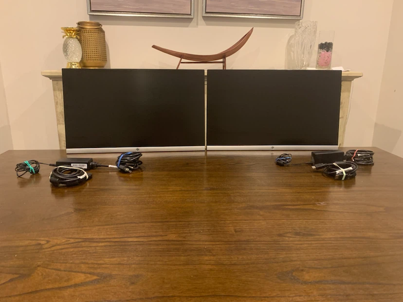 Pair of 24” HP Monitors (1080p IPS) + All Cables Included - photo 2