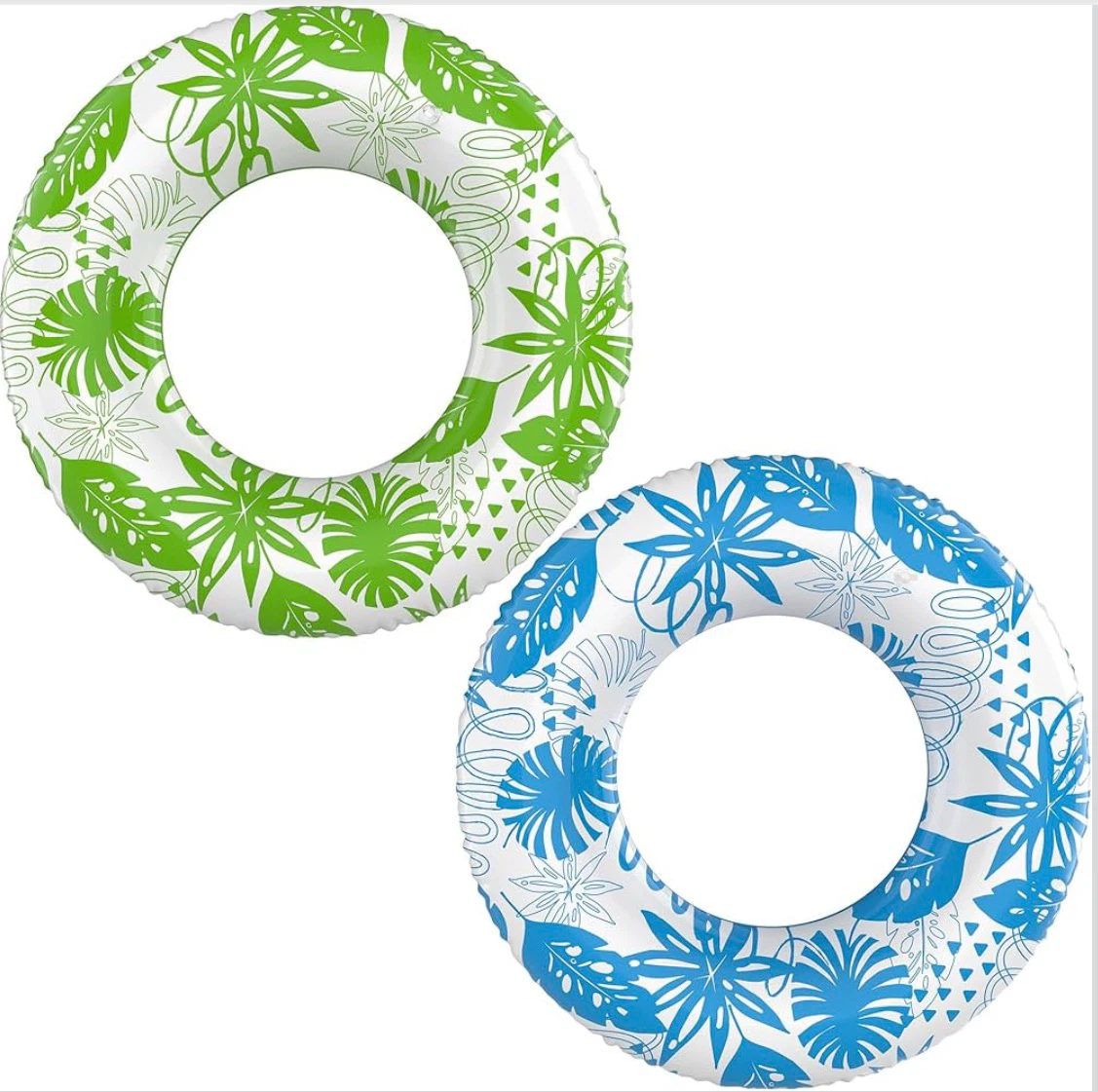Inflatable Swim Ring - Green Tropical Leaf