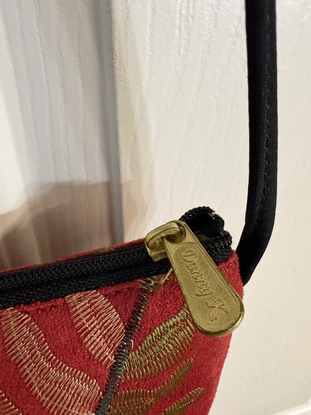 Danny K Red Suede Embroidered Fern Crossbody Bag - photo 5