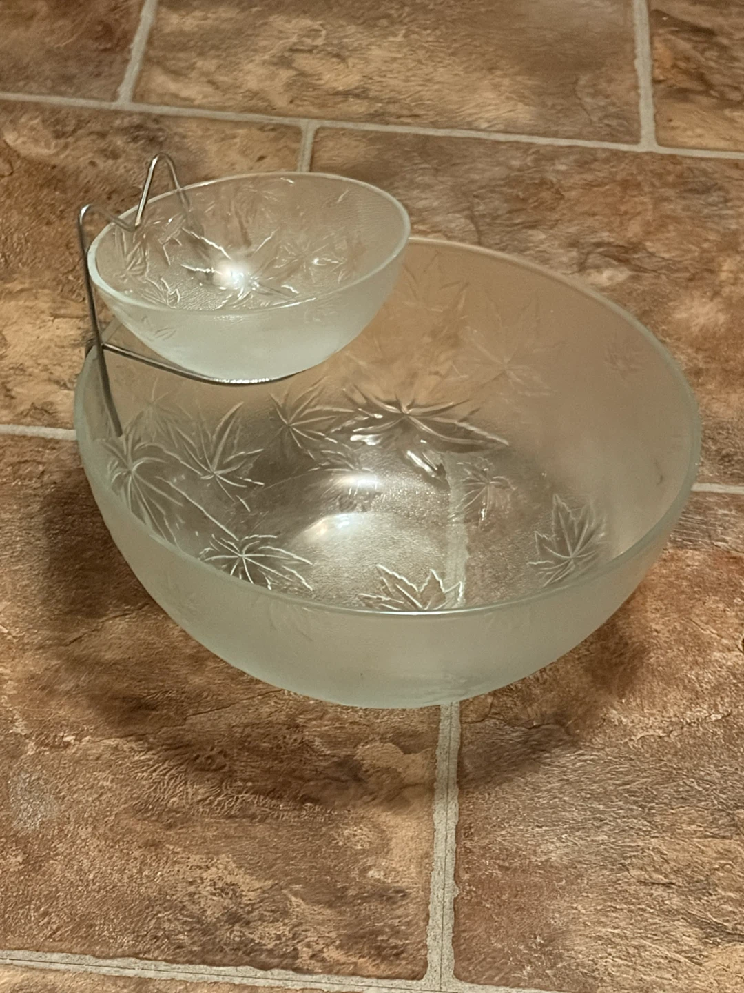 Frosted Glass Chip and Dip Bowl Set