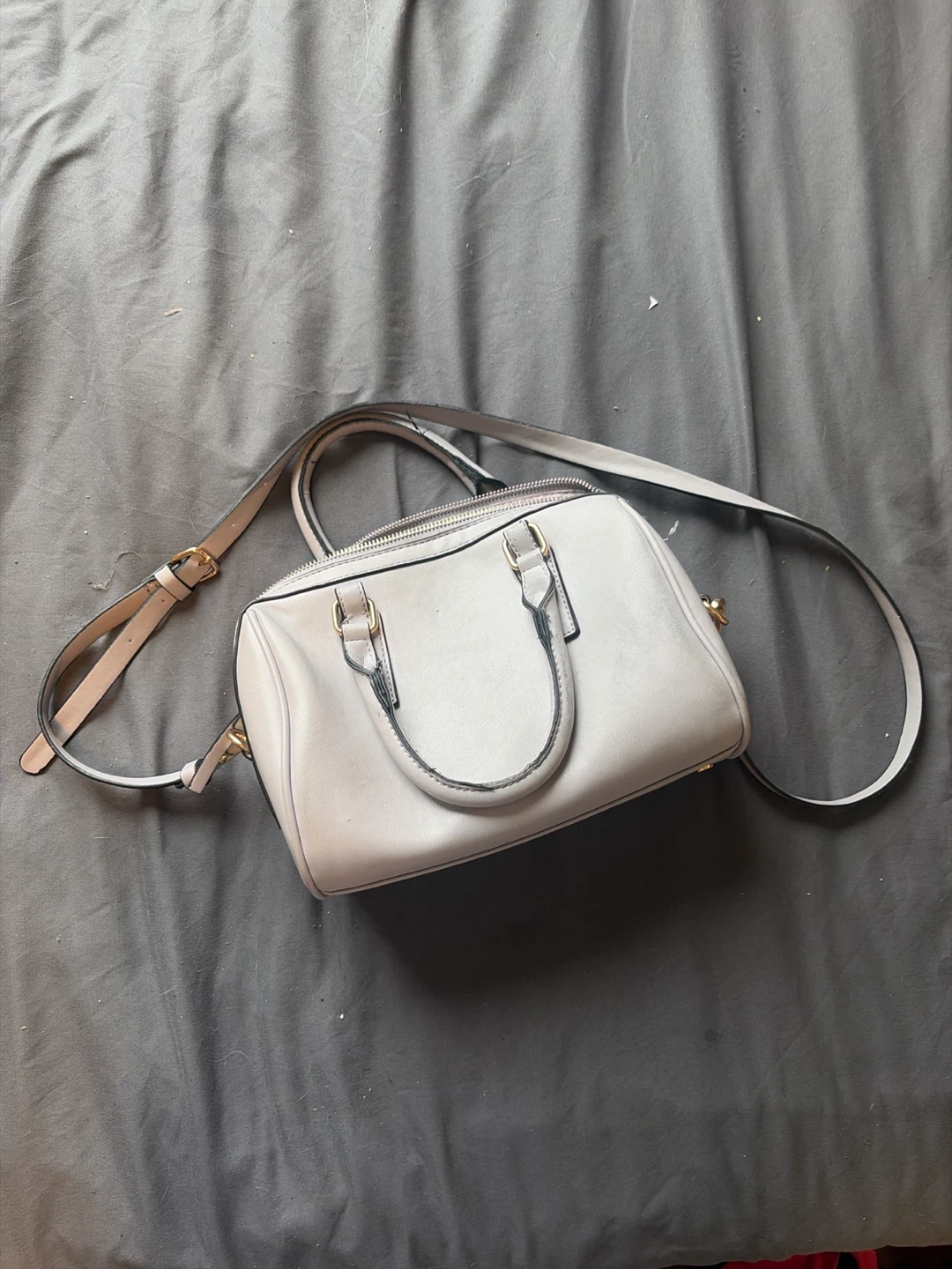 Pale Pink Satchel Handbag with Shoulder Strap