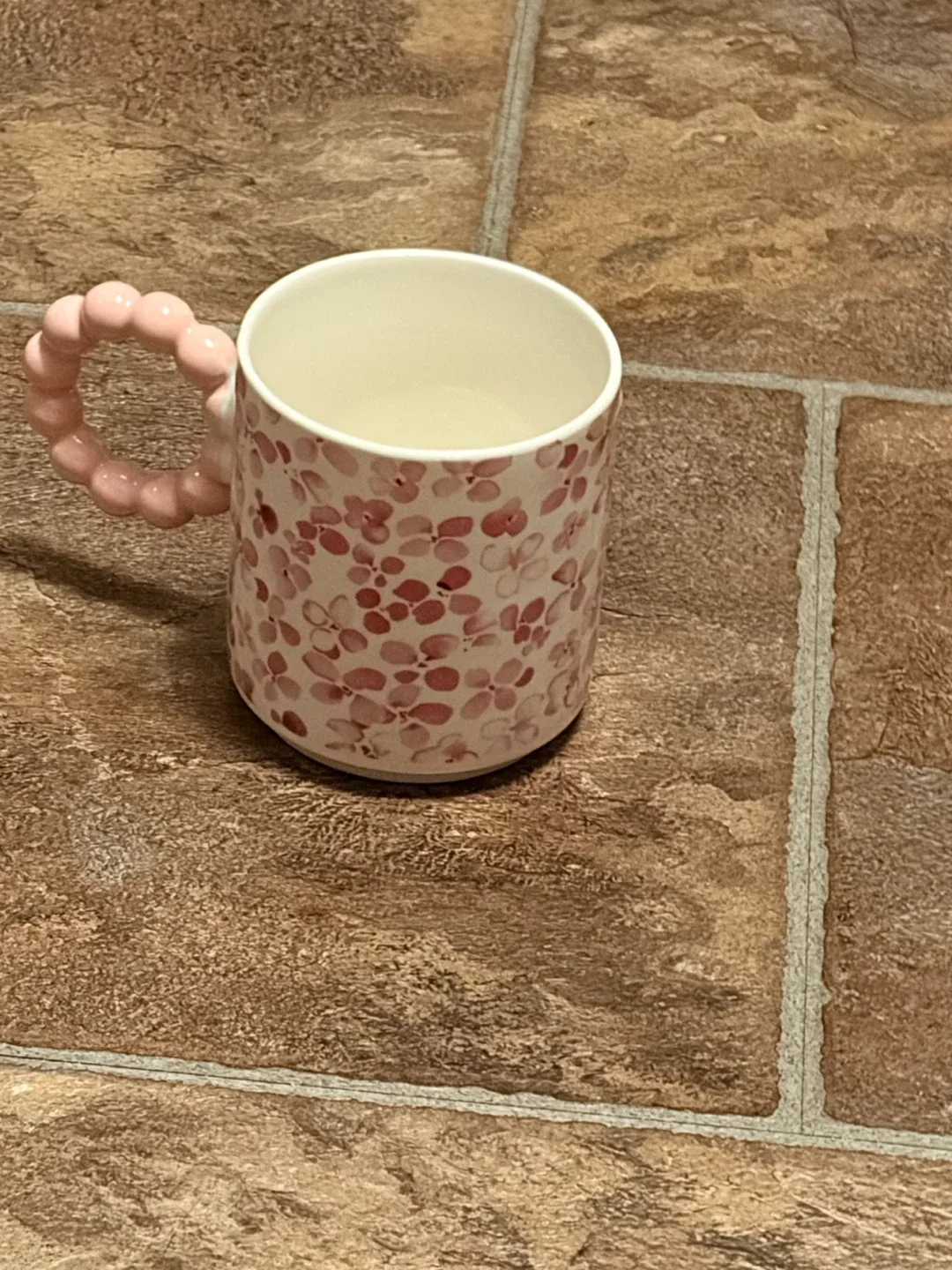 Floral Mug with Pink Beaded Handle