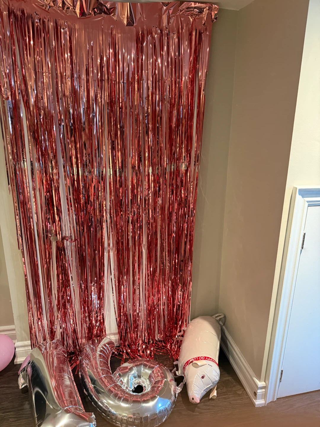 Metallic Tinsel Fringe Curtain and Foil Balloons - photo 2