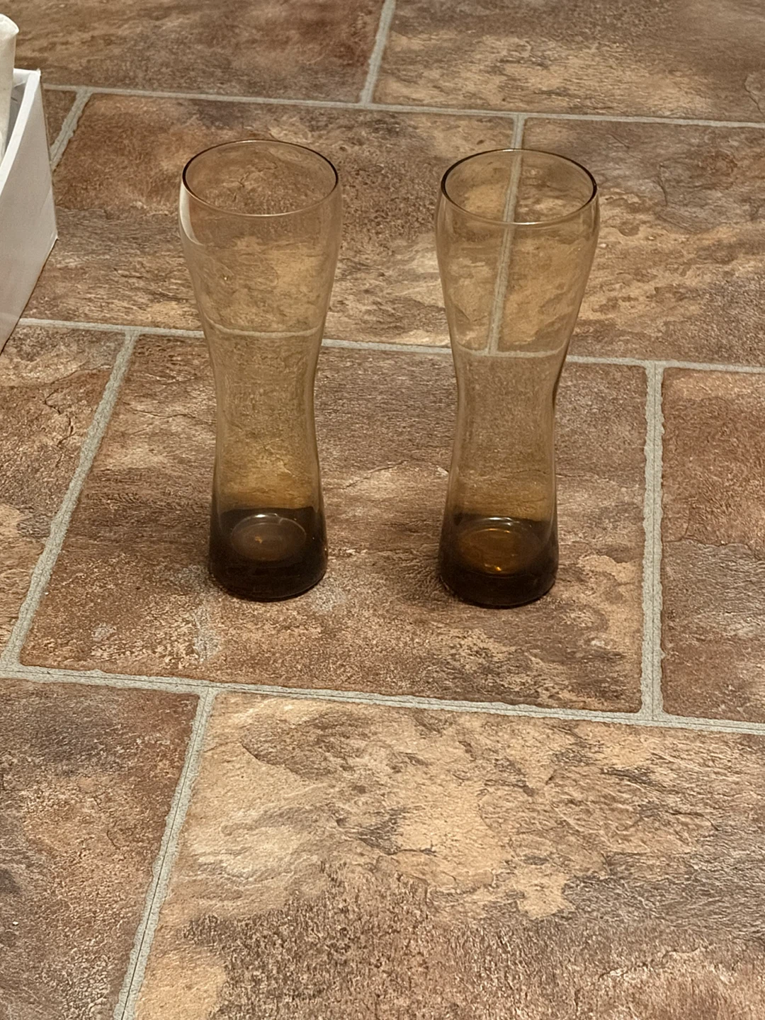 Set of 2 Amber Tinted Glass Tumblers