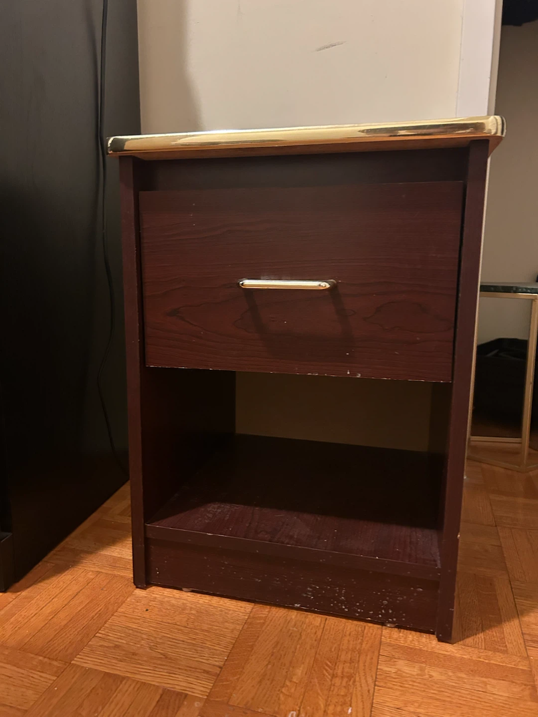 Dark Wood Nightstand with Drawer