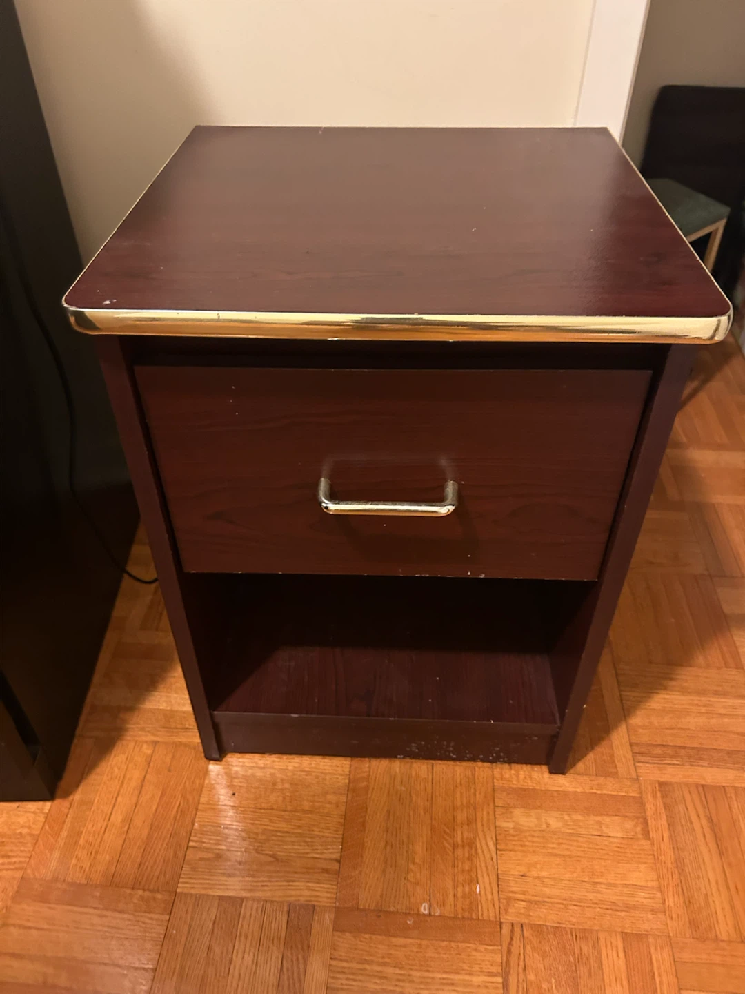 Dark Wood Nightstand with Drawer - photo 2