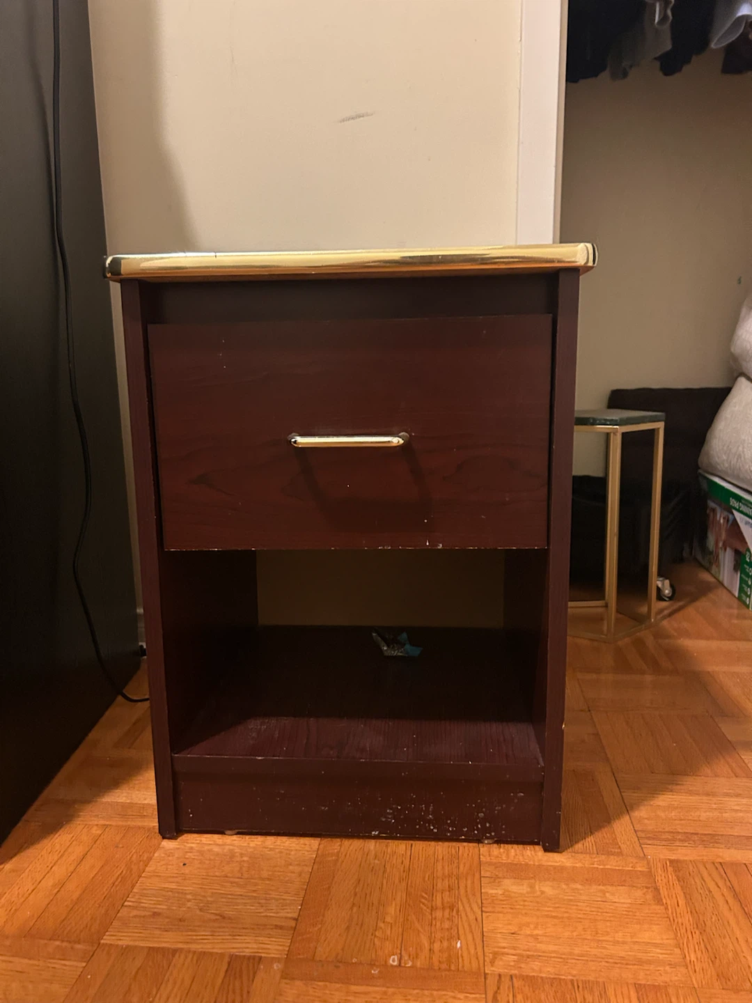 Dark Wood Nightstand with Drawer - photo 4