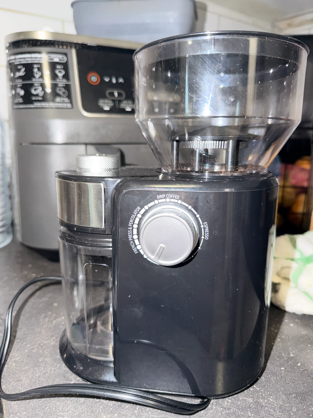 Black Coffee Grinder with Adjustable Settings