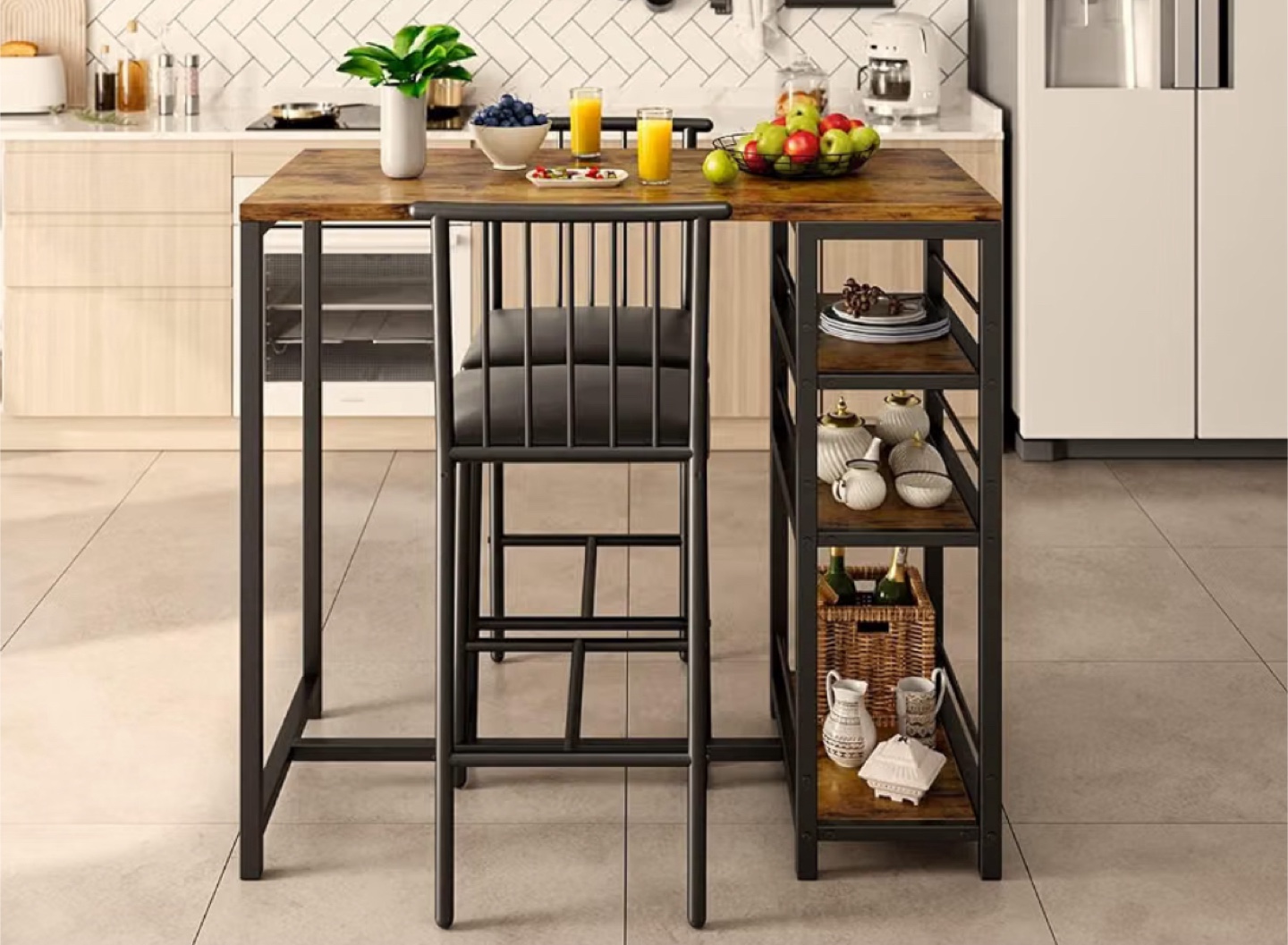 Bar Table with Shelving Unit