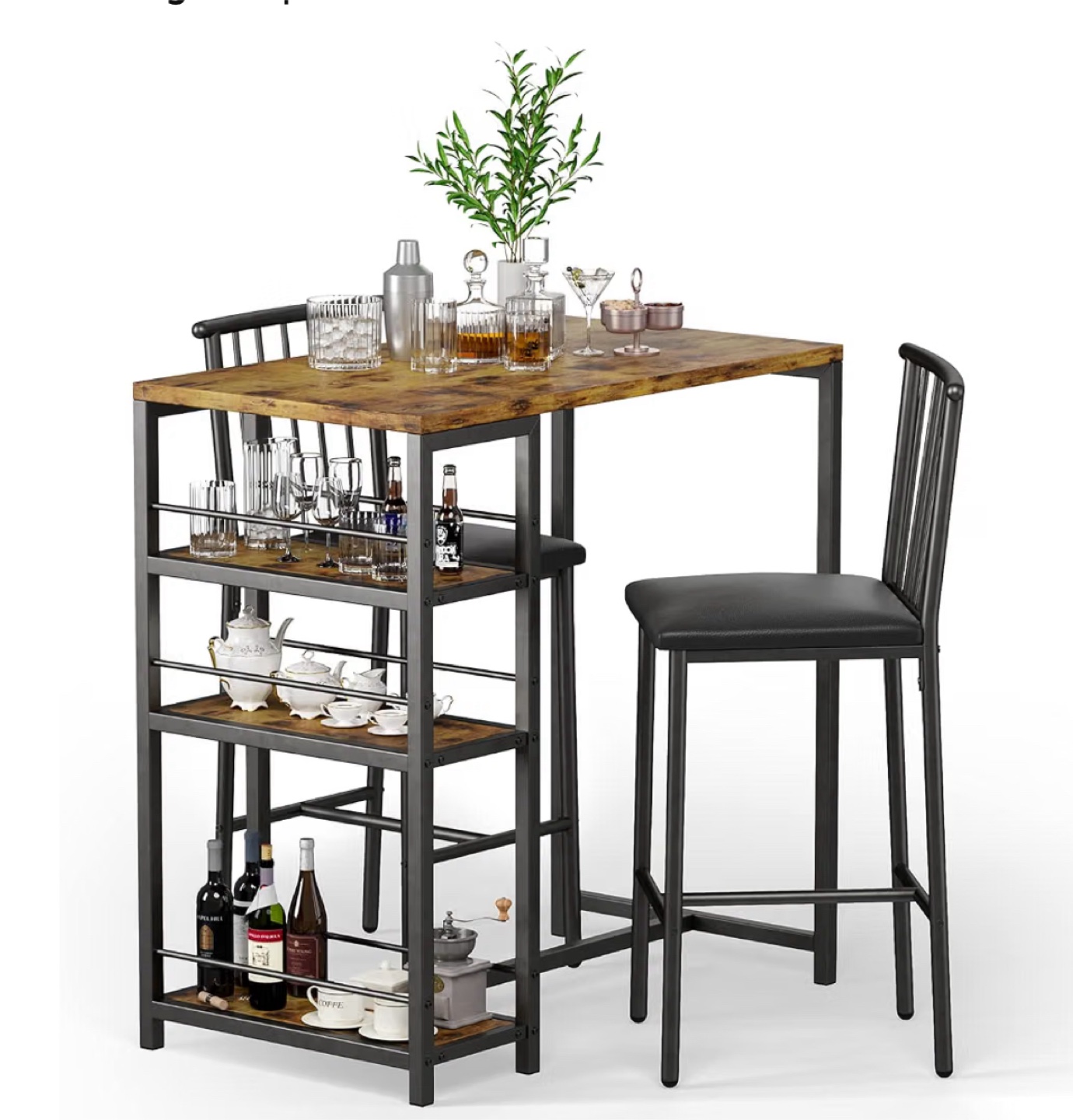 Bar Table with Shelving Unit - photo 3