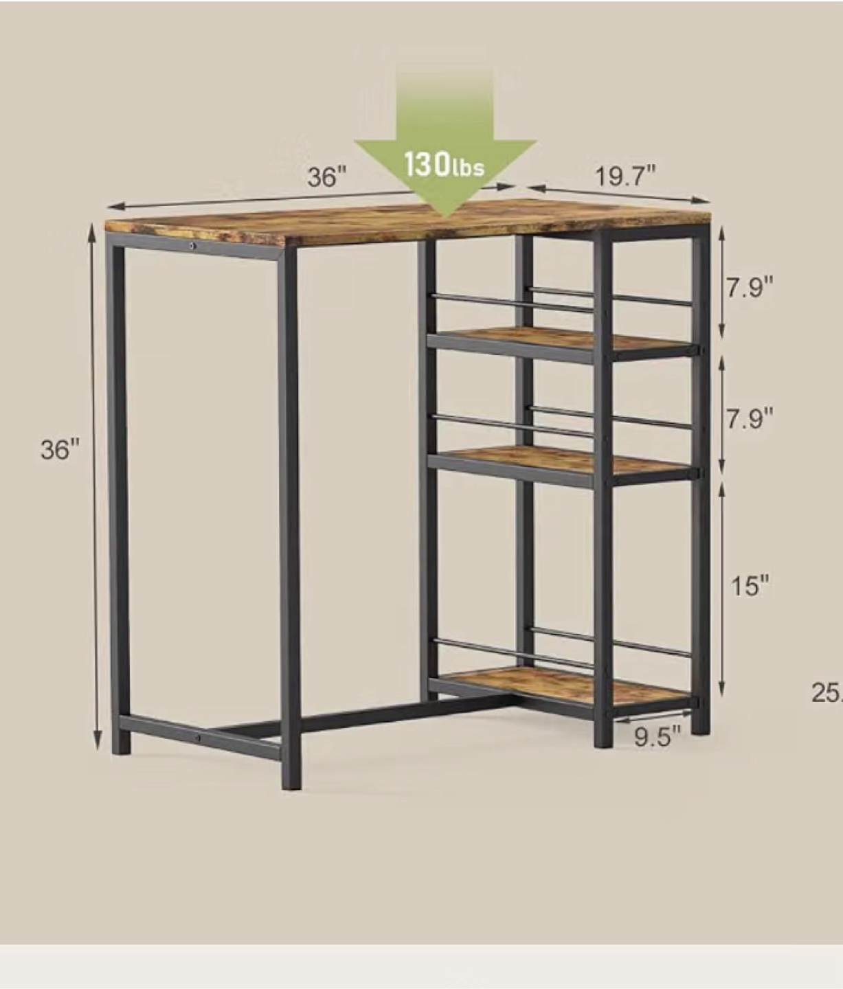 Bar Table with Shelving Unit - photo 2