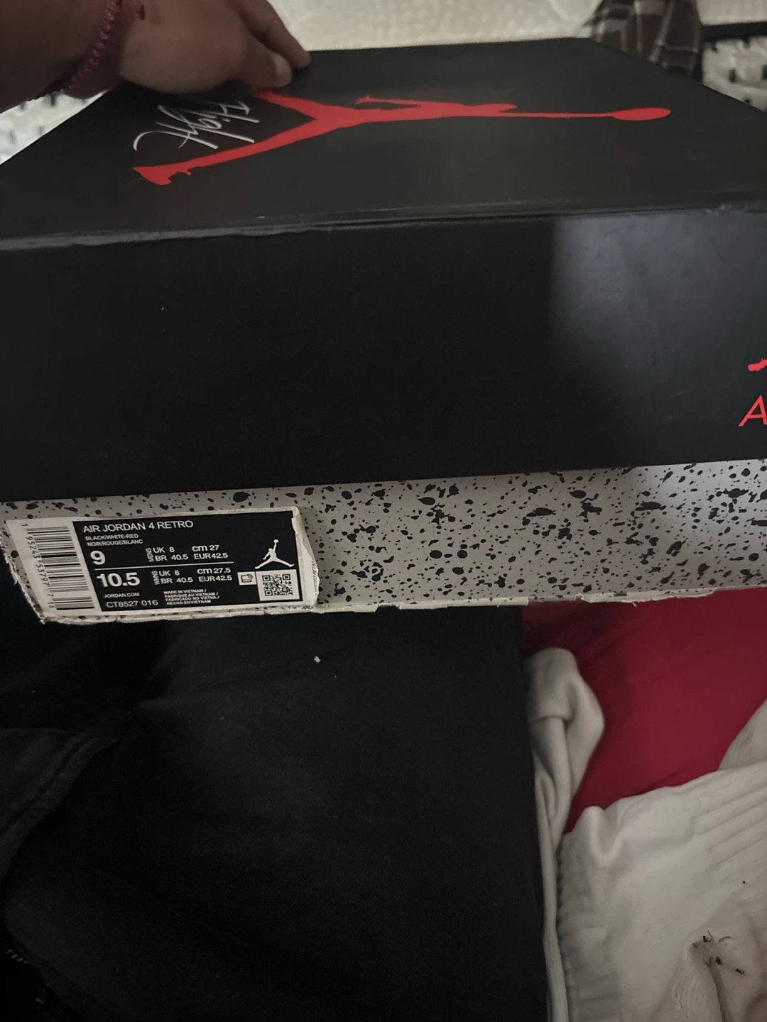 Air Jordan 4 Retro Black/White-Red Sneakers Size 10.5