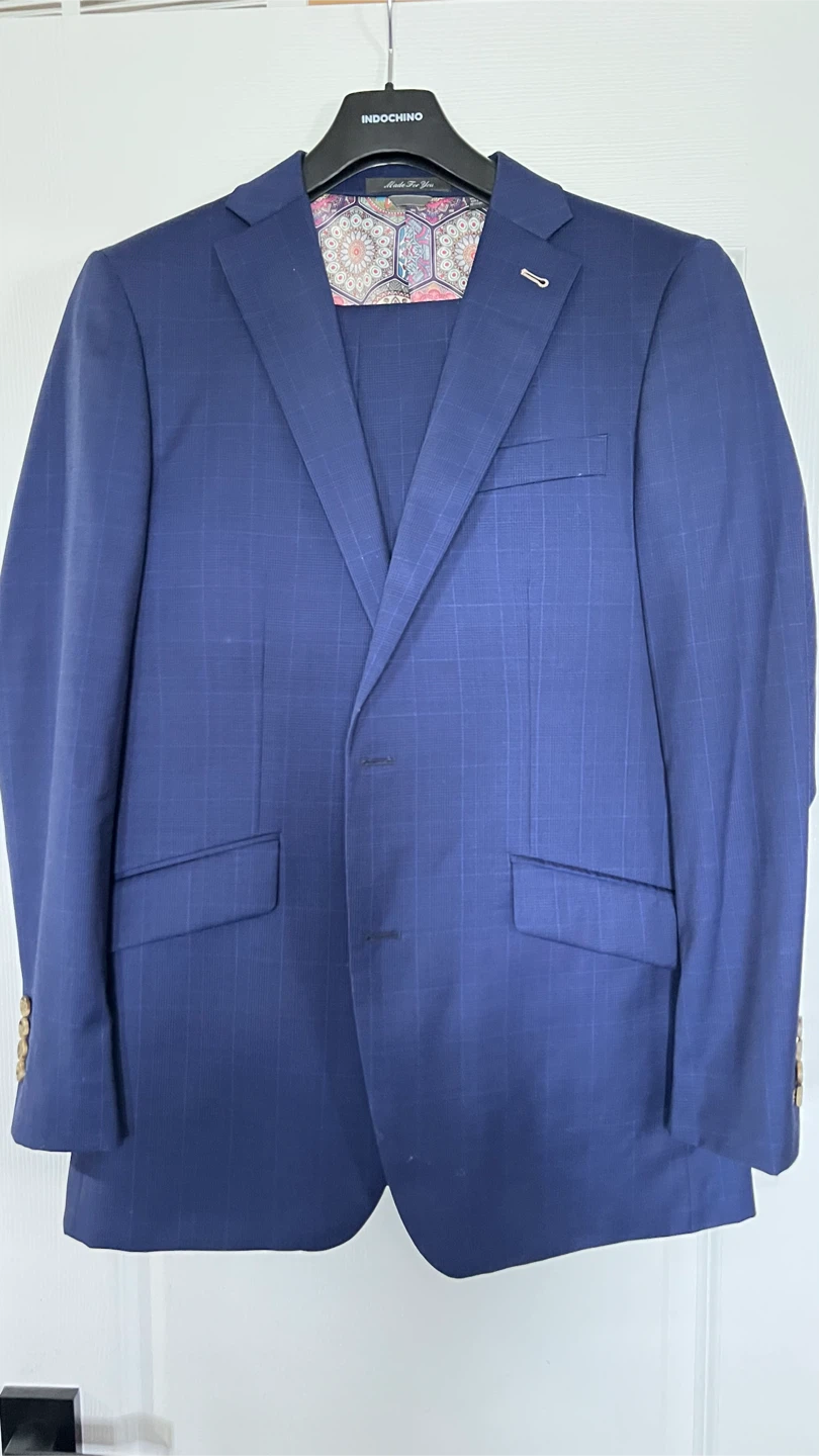 Navy 2pc Plaid Suit