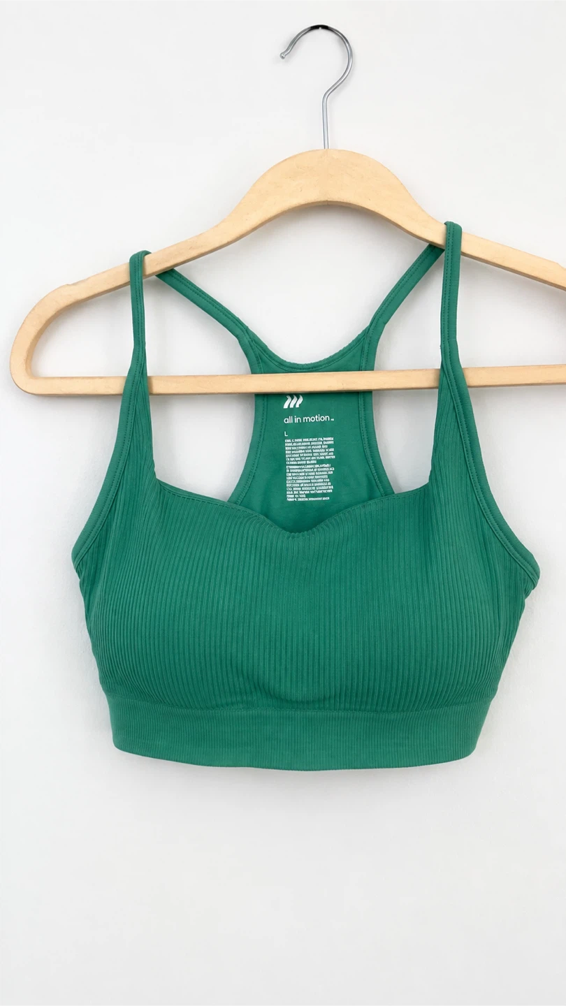 All in Motion Ribbed Sports Bra - Green - Size L