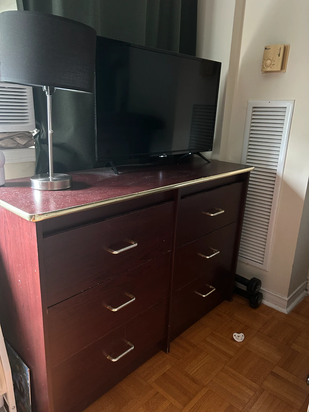 Dark Wood Dresser with 6 Drawers