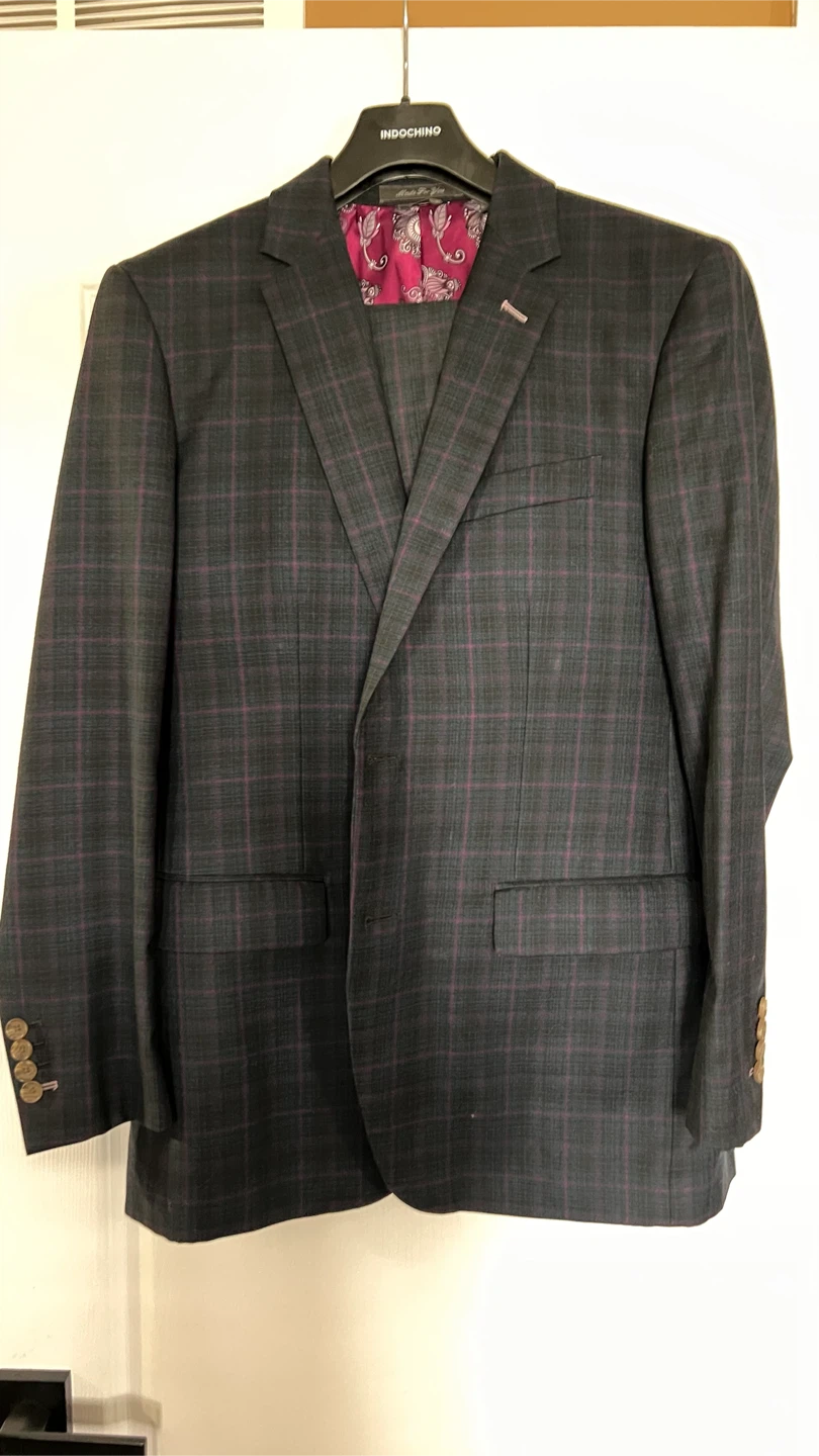 Dark Grey 2pc Plaid Suit Jacket