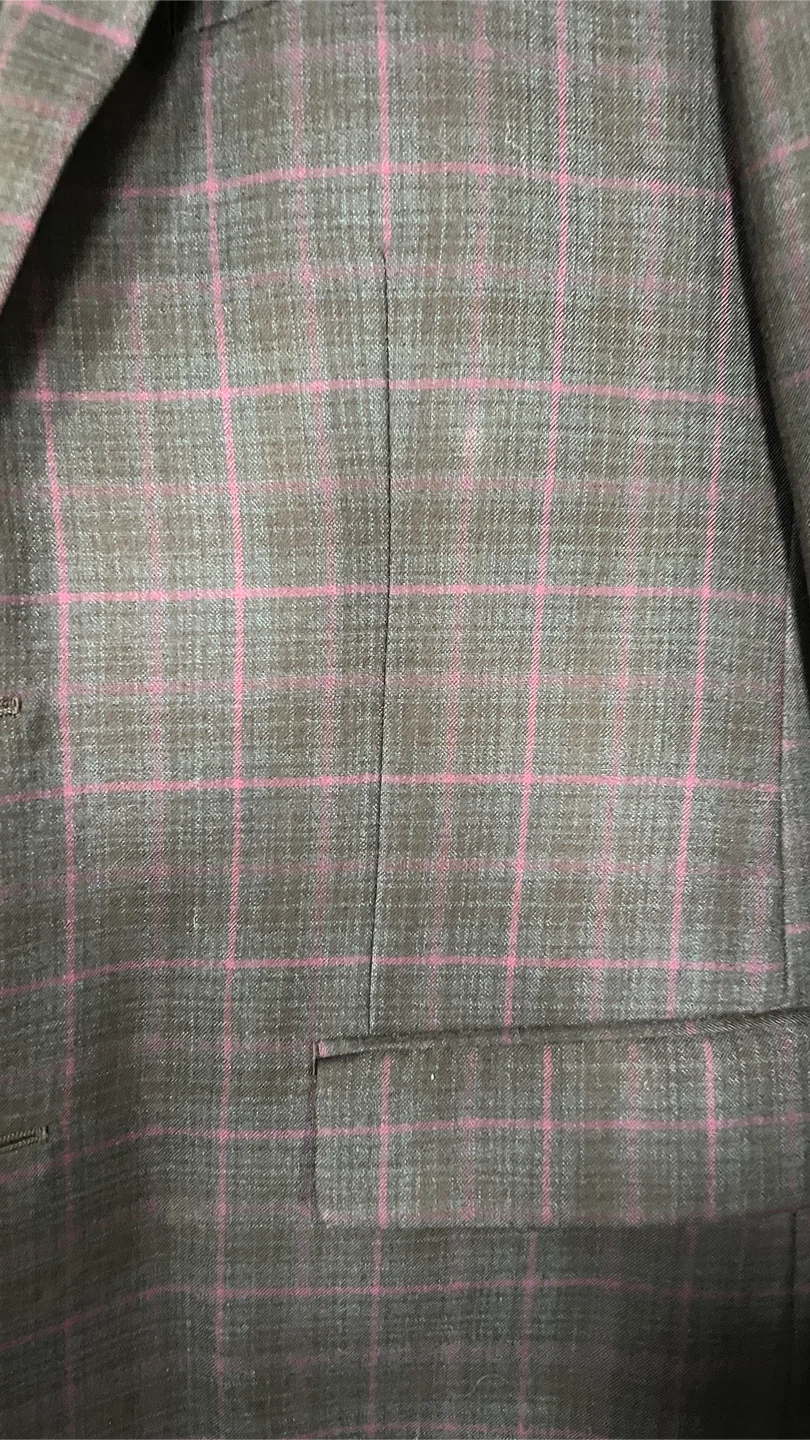 Dark Grey 2pc Plaid Suit Jacket - photo 2