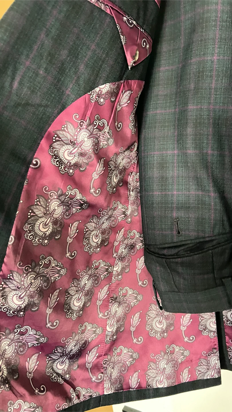 Dark Grey 2pc Plaid Suit Jacket - photo 3