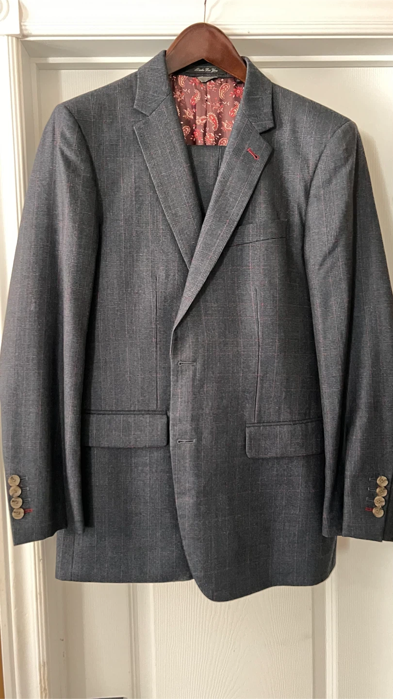 Grey Plaid 2Pc Suit