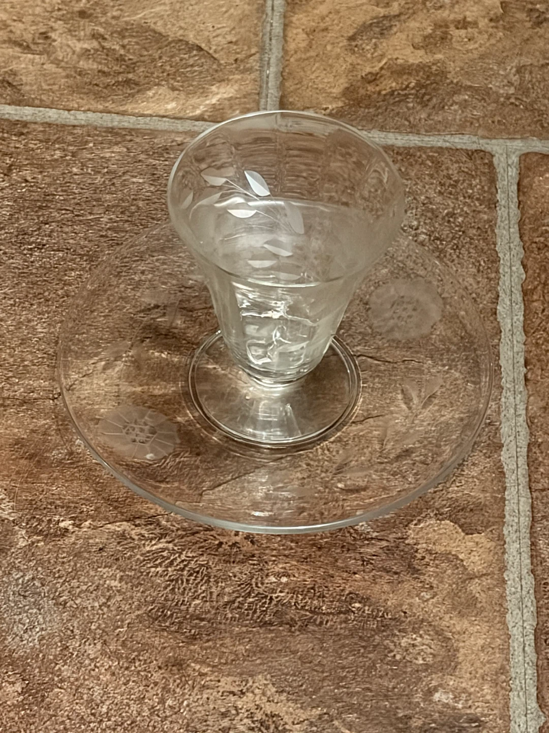 Clear Glass Etched Ice Cream Bowls - Set of 6