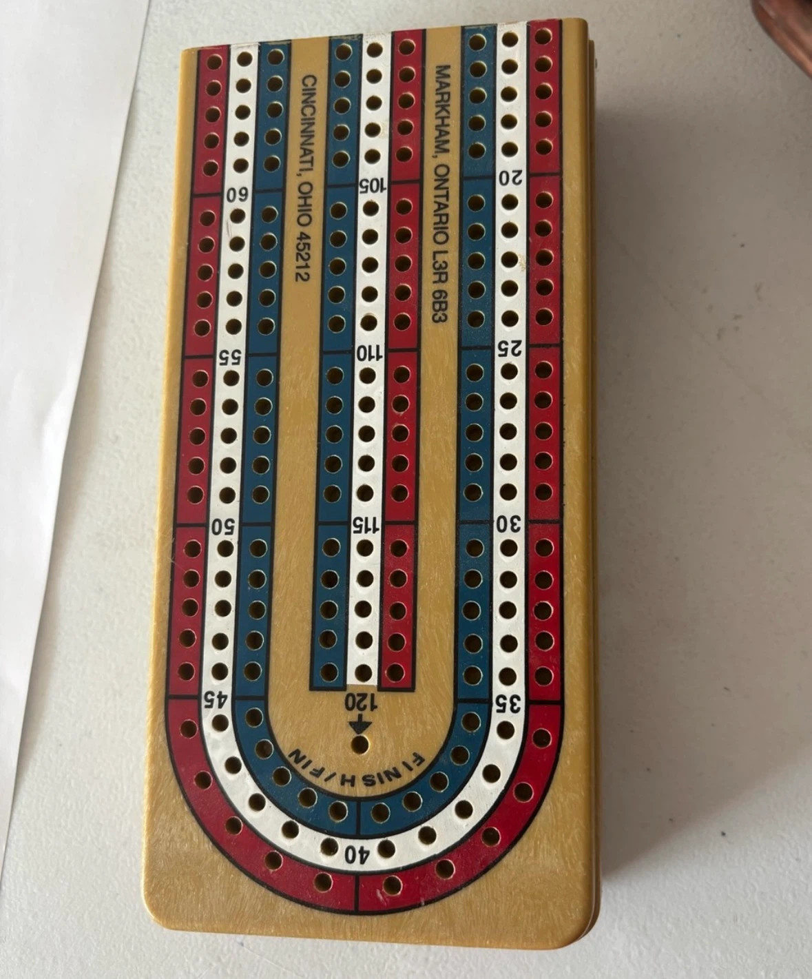BICYCLE FOLDING CRIBBAGE BOARD 12” 3 TRACK WITH PEGS - photo 2