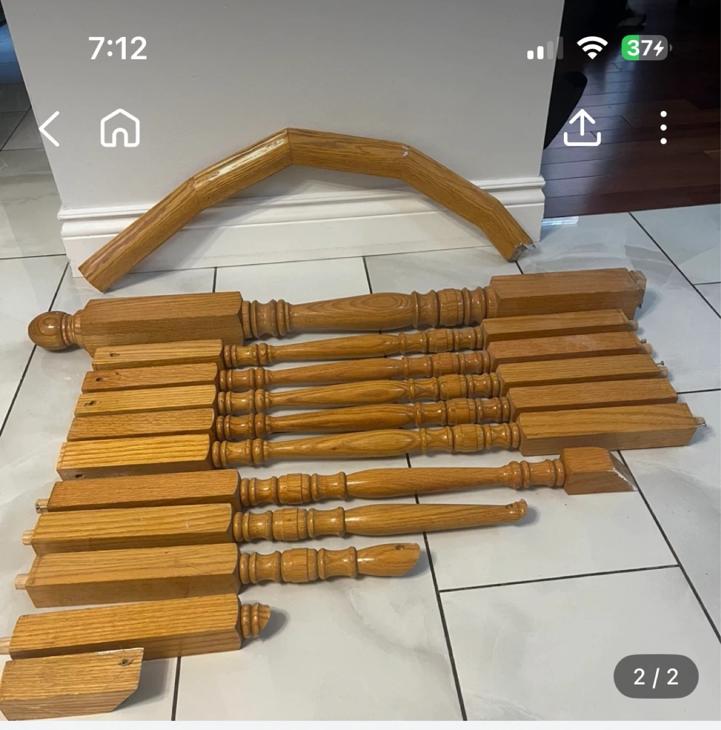 Wooden Stair Railing Spindles & Handrail - photo 2