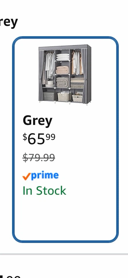 Grey Portable Wardrobe Clothes Organizer - photo 2