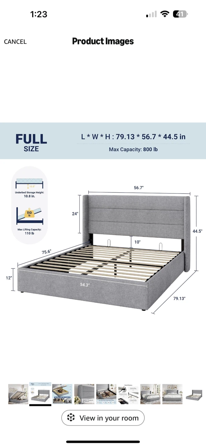 Full Size Upholstered Storage Bed Frame - photo 4