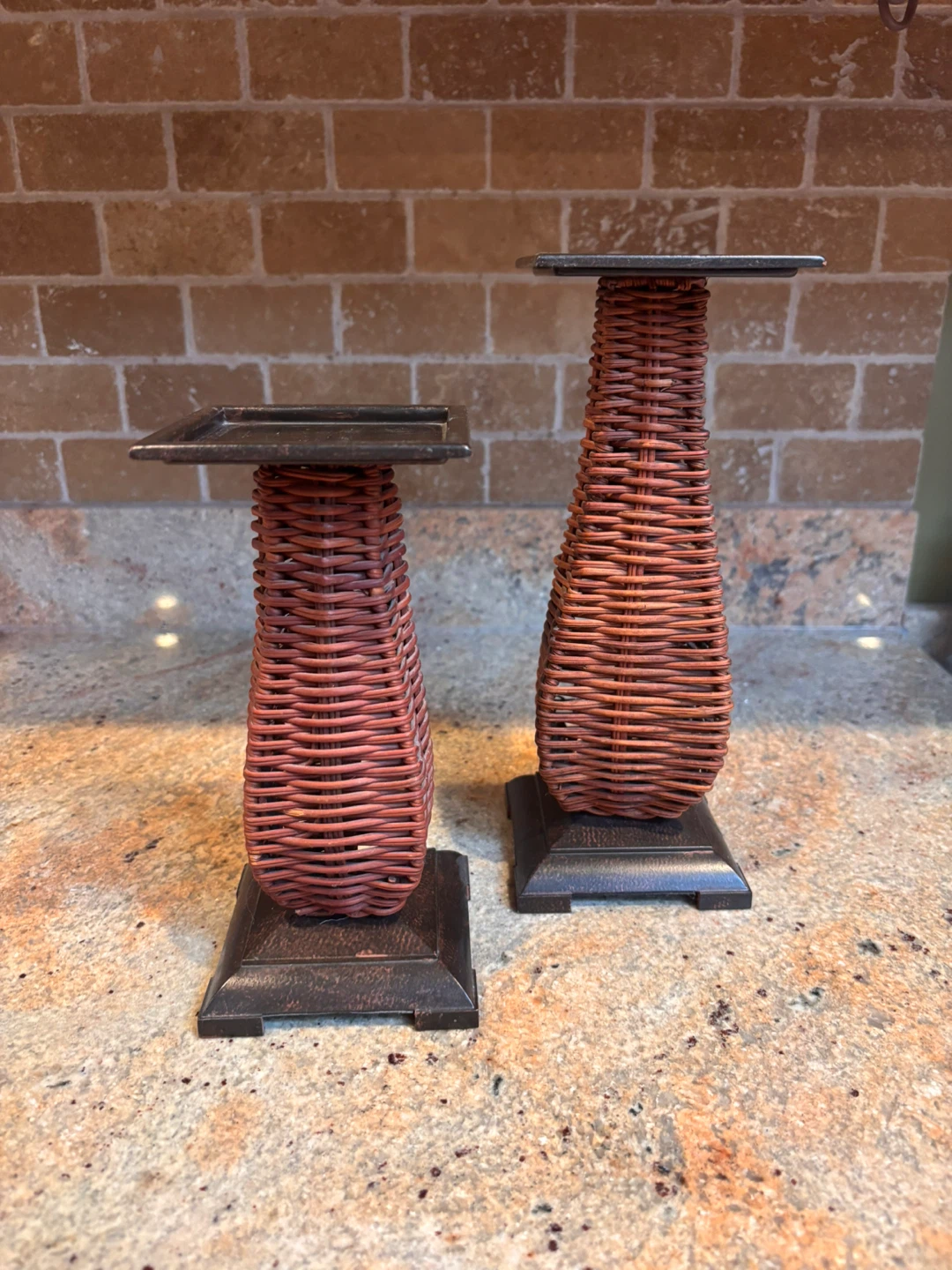 PartyLite Wicker Candlestick Holders Set
